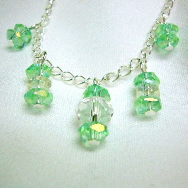 Green Crystal Necklace Flower Girl Wedding Jewelry