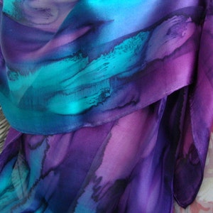 Scarf, Silk, Women, Hand Dyed, Hand Painted, Northern Lights Hand Dyed Silk Scarf image 4