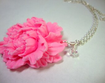 Pink Peony Necklace Bridesmaid Wedding Party Jewelry