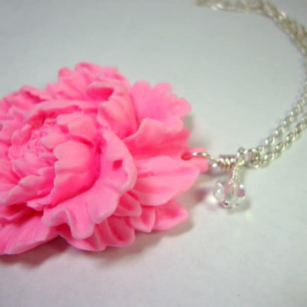 Pink Peony Necklace Bridesmaid Wedding Party Jewelry