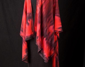 Silk Ruana Hand Dyed Extra Large Hand Painted Cape