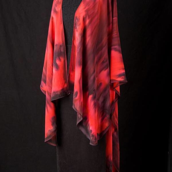 Silk Ruana Hand Dyed Extra Large Hand Painted Cape