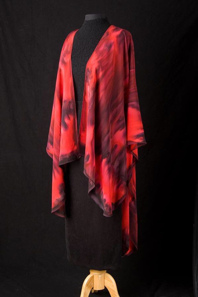 Silk Ruana Hand Dyed Extra Large Hand Painted Cape image 4