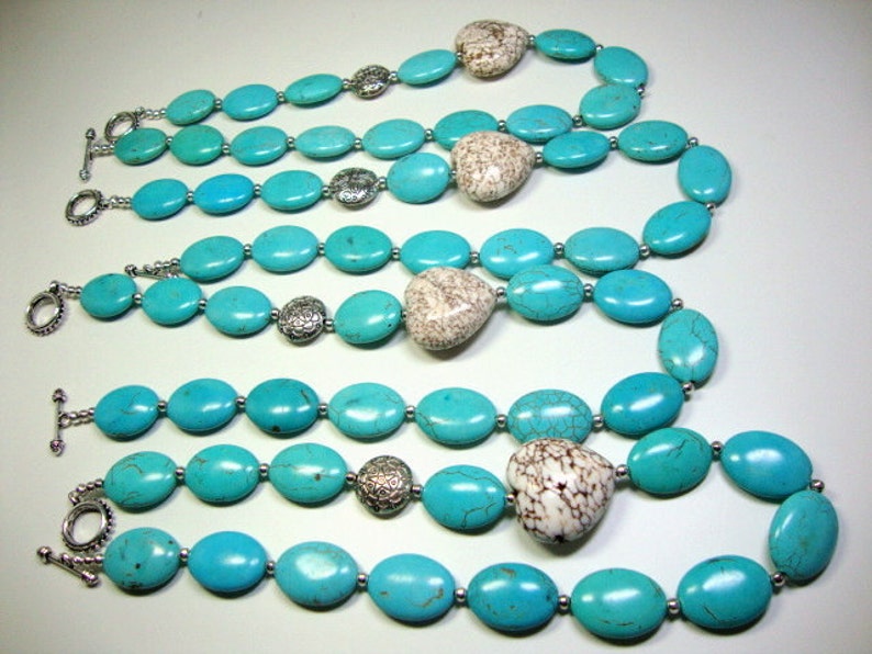 Turquoise Love Heart Necklace for Four Bridesmaids, Wedding Jewelry, Bridesmaid Necklace image 4