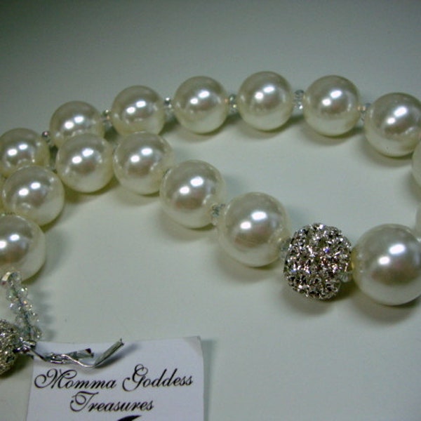 Sunday Best Bold Pearl with Crystal Bling Bridal Necklace