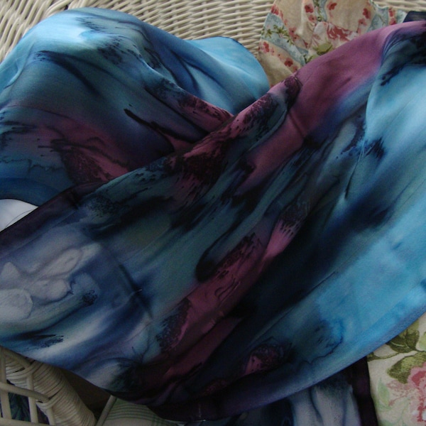 Silk Scarf, Hand Dyed, Hand Painted, Moonlight Magic NEW Scarf, Gift for Women