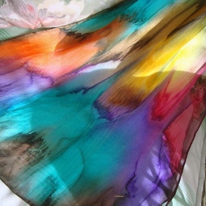 Hand Dyed, Hand Painted Silk, Over the Rainbow Silk Scarf image 3