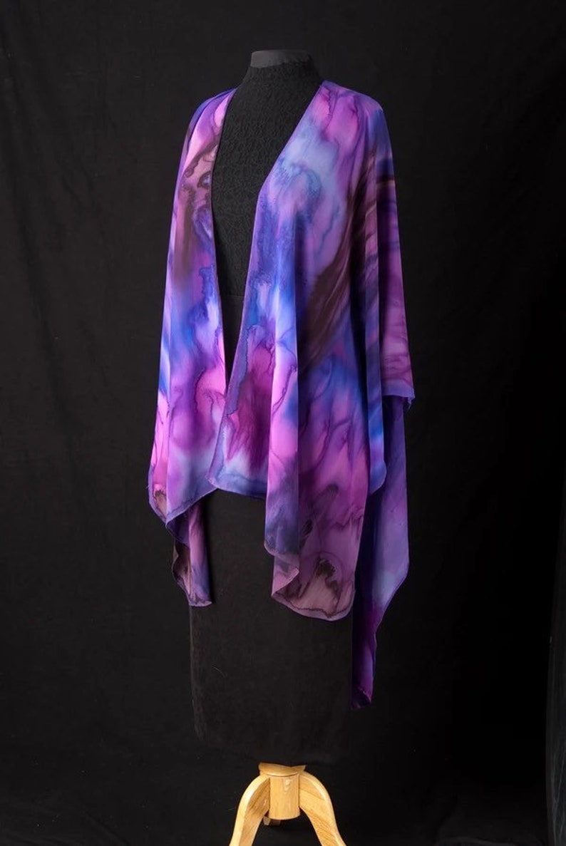 Silk Ruana Hand Dyed Extra Large Hand Painted Cape image 7