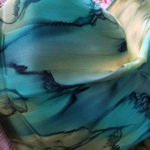 Scarf, Silk, Women, Hand Dyed, Clover Leaf Silk Scarf, All Shades of Green
