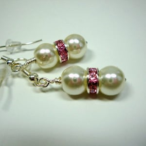 Pink and White Crystal Delight Pearl Earrings