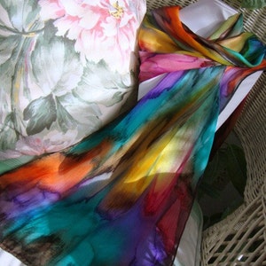 Hand Dyed, Hand Painted Silk, Over the Rainbow Silk Scarf image 2