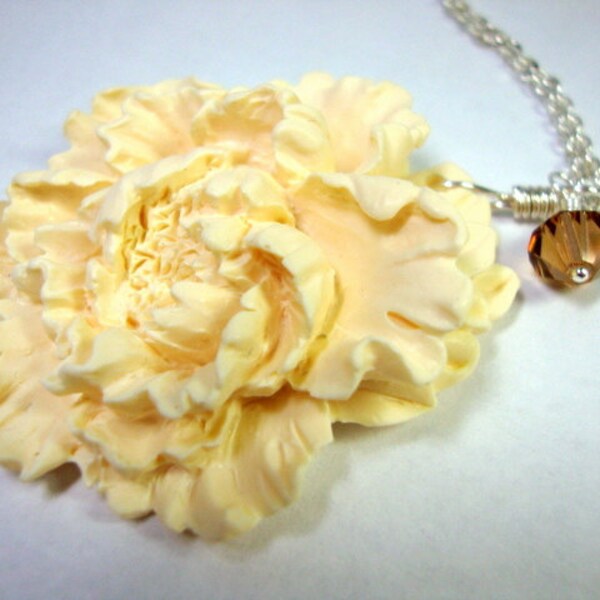 Ivory Peony Necklace Bridesmaid Jewelry Garden Wedding