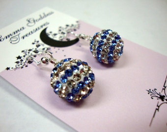 Blue Striped Crystal Earrings