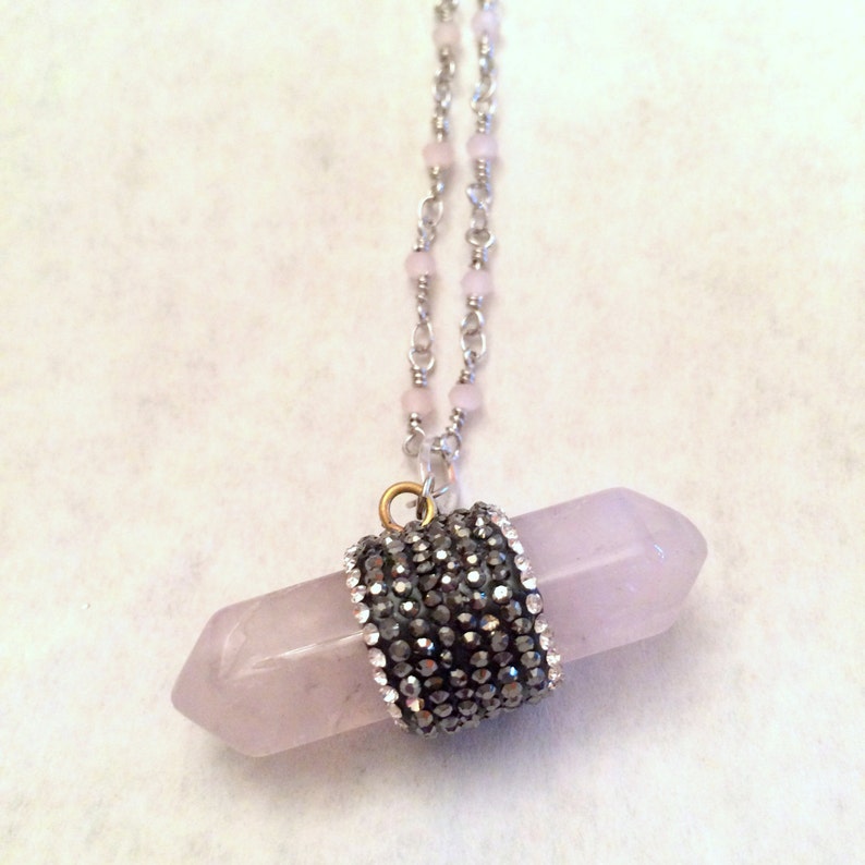 Gemstone Rose Quartz Necklace Necklace