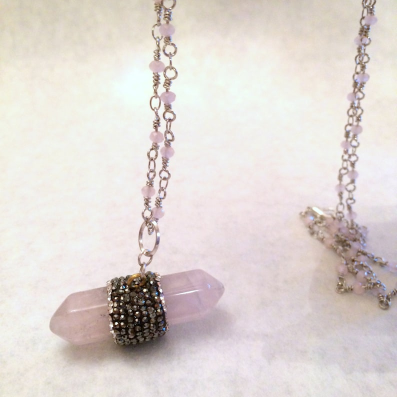 Gemstone Rose Quartz Necklace Necklace