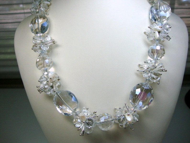 Bold Crystals White Freshwater Pearls Bridal Wedding Jewelry Formal Occasion image 1