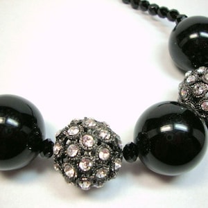 Hot Night in Black and Crystal Necklace Formal Occasion Wedding Jewelry image 1