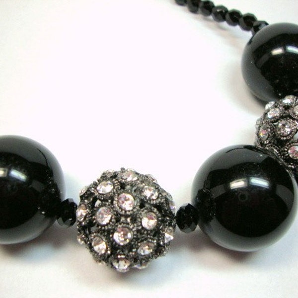 Hot Night in Black and Crystal Necklace Formal Occasion Wedding Jewelry