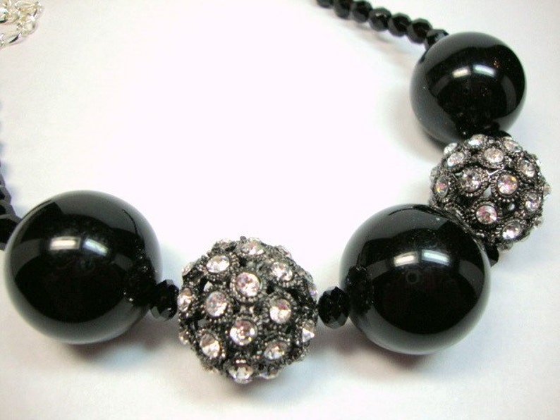 Hot Night in Black and Crystal Necklace Formal Occasion Wedding Jewelry image 1