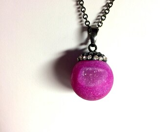 Necklace, Gemstone, Fuschia Druzy Necklace