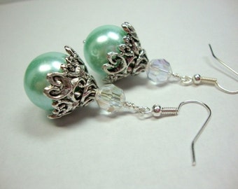 Light Green Baroque Pearl Earrings