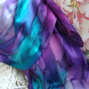 Scarf, Silk, Women, Hand Dyed, Hand Painted, Northern Lights Hand Dyed Silk Scarf image 5