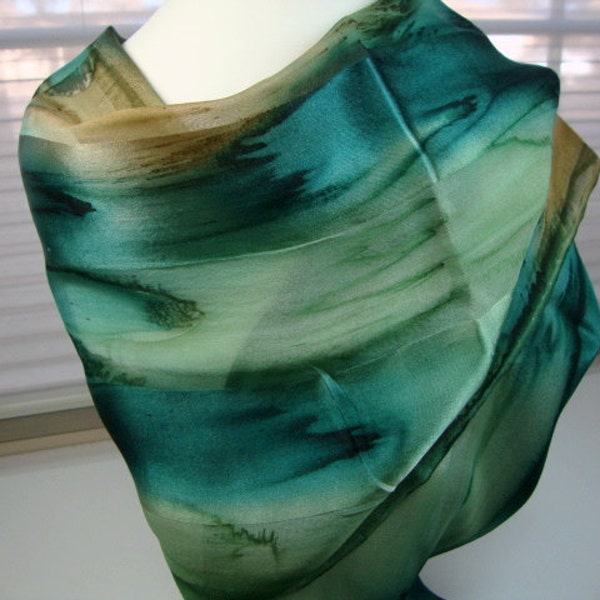 Emerald Eyes Hand Dyed Silk Scarf