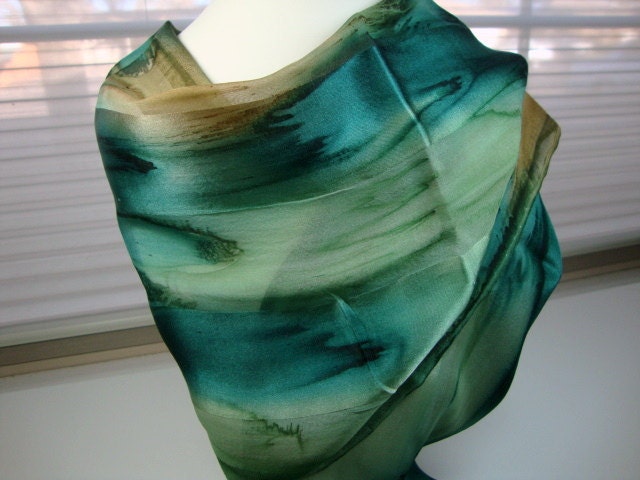 Emerald Eyes Hand Dyed Silk Scarf