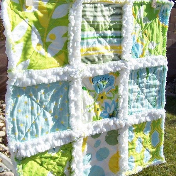 The SUMMER GARDEN Baby Rag Quilt Lovey Blankie