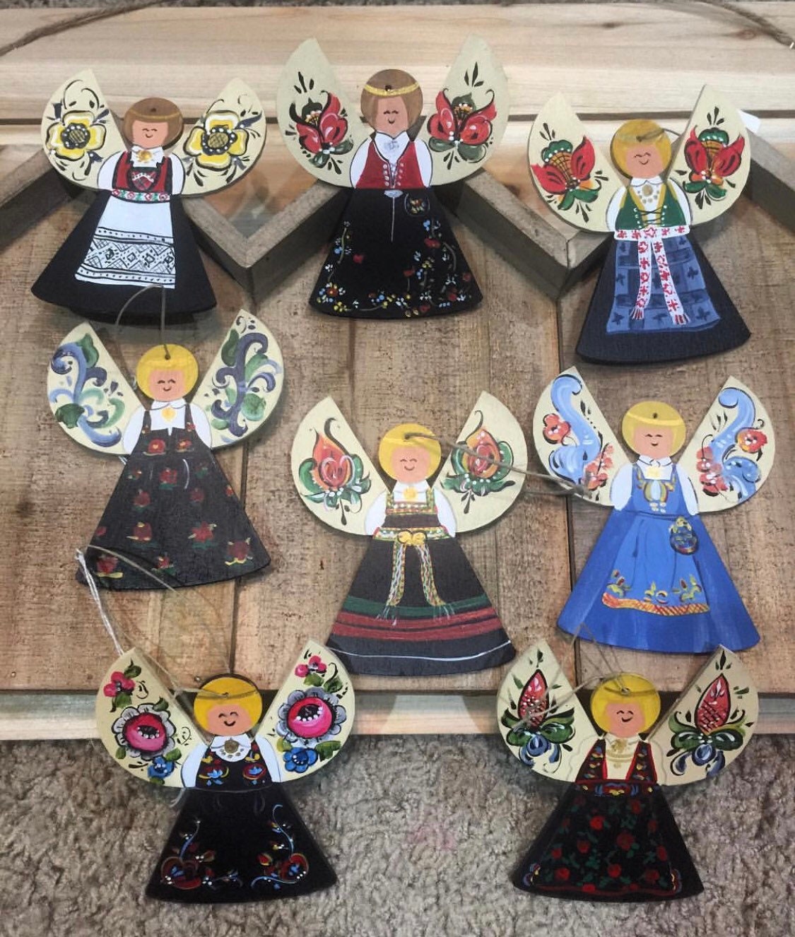 Norwegian Bunad or Rosemaled Angel ornament