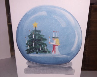 Santa Lucia Snowglobe Notecards: Swedish Christmas Cards, Set of 8