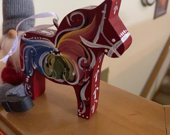 Norwegian Rosemaled Horse Ornament