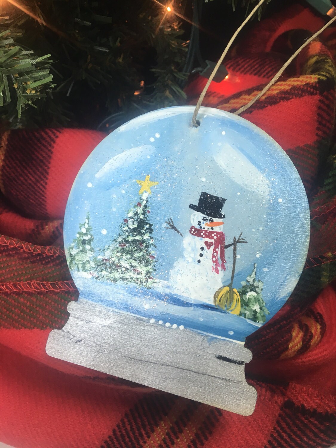 Hand Painted Wooden Snow Globe Ornament Etsy