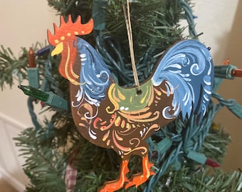 Norwegian Rosemaled Rooster ornament