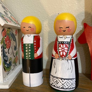 Norwegian Bunad Jumbo Peg Dolls