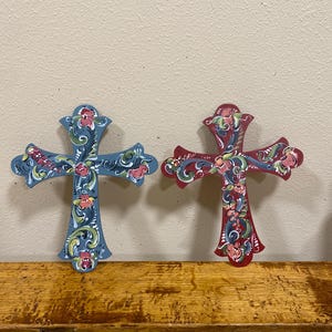 Norwegian rosemaled cross wall hanging