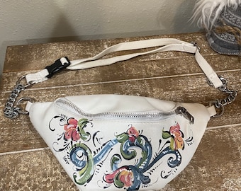 NEW Norwegian Rosemaled Leather Fanny Pack