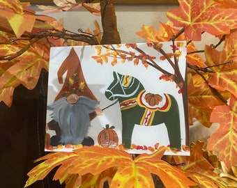 New Fall Scandinavian Gnome  printed notecards