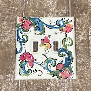 Norwegian Rosemaled double light switch plate