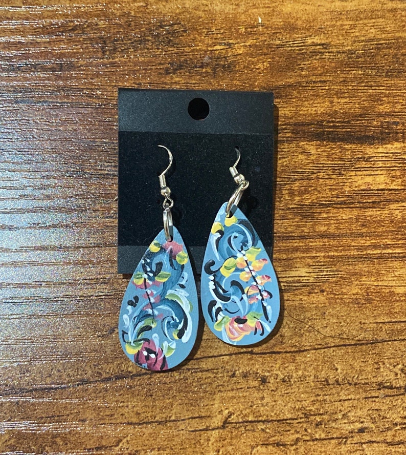 Norwegian Rosemaled teardrop earrings image 2