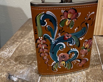 Norwegian Rosemaled Flask