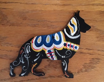 Swedish Dalarna Style German Shepherd Ornament