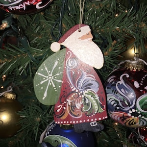 Norwegian rosemaled Santa ornament