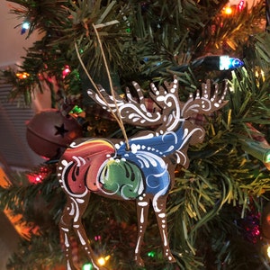 Norwegian Rosemaled moose ornament