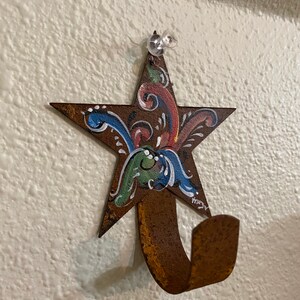 Norwegian Rosemaled Rusty tin star hanger