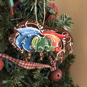 Norwegian rosemaled buffalo bison ornament SALE