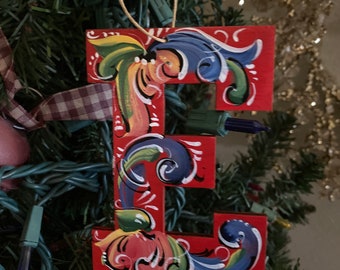 Norwegian Rosemaled Letter Ornament