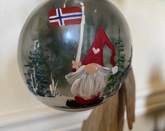 Norwegian Gnome 3D glass ornament