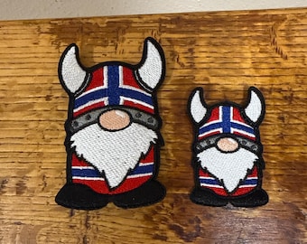 NEW Norwegian Viking Gnome Embroidered SEW On Patch Choice of size
