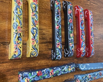 Norwegian Rosemaled drawer pulls